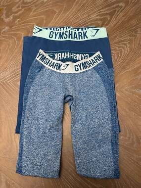 Gymshark OG Flex Low Rise Seamless Leggings Blue Teal Marled Set of Two